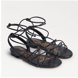 Sam Edelman Black Strappy Lace-Up Flat Sandals